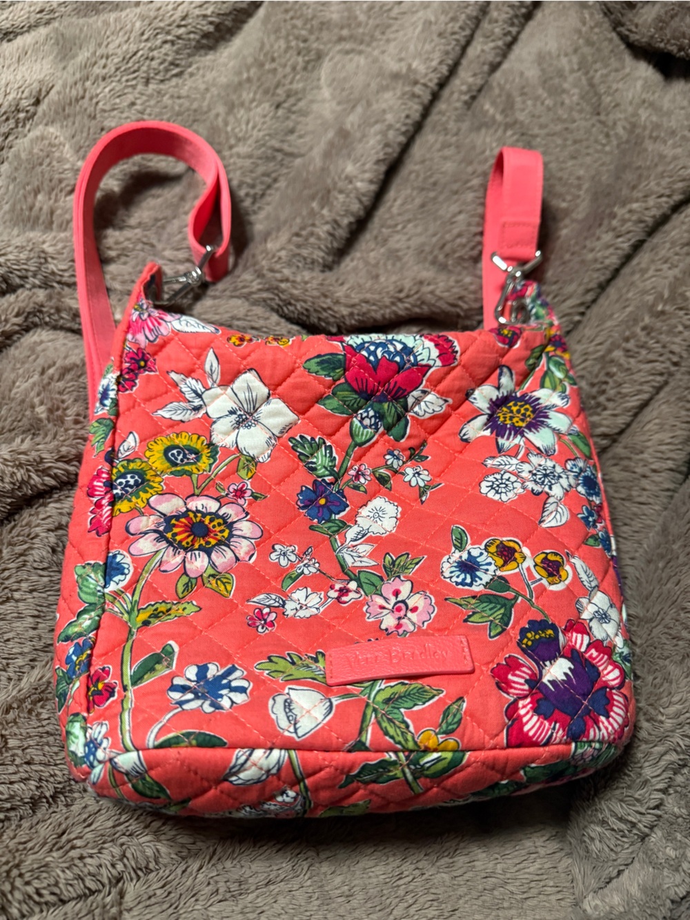 Vera Bradley Coral Quilted Floral Crossbody